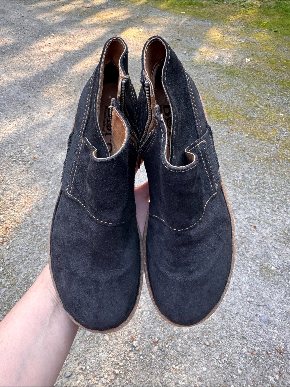 Born Black Suede Women's Ankle Booties - Side Zip Casual Chelsea - Picture 2 of 6